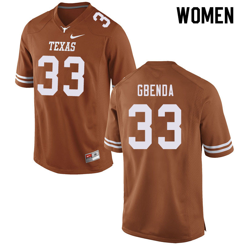 Women #33 David Gbenda Texas Longhorns College Football Jerseys Sale-Orange